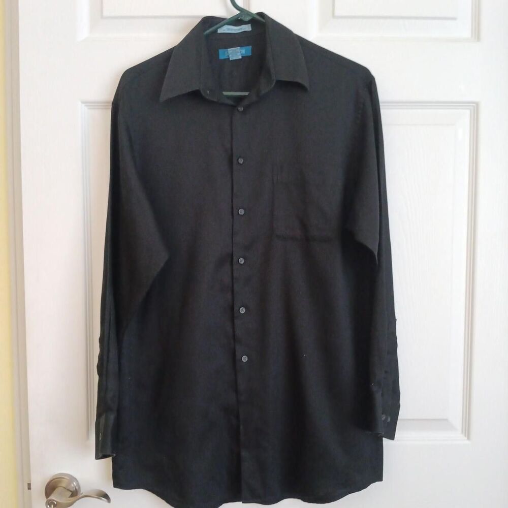 Savile Row Classic men's black long sleeve button up dress shirt M